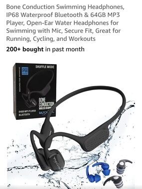 Bone Conduction Waterproof Swimming Headphones - Black/Grey